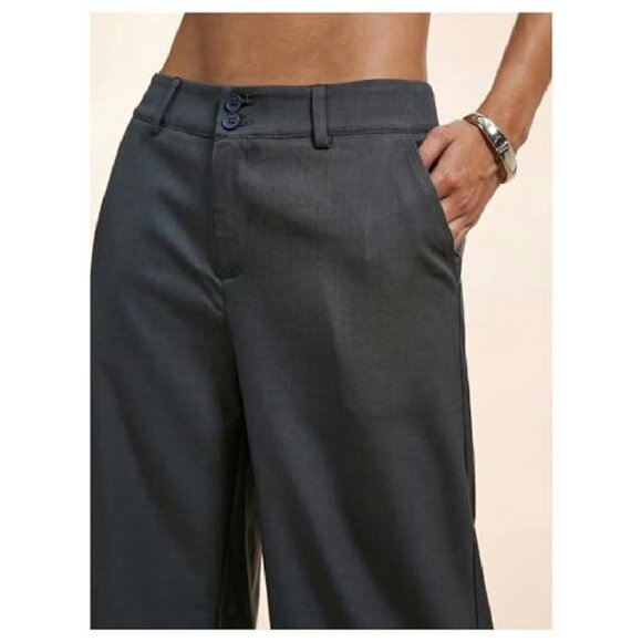 Low Rise Wide Leg Dress Pants Business Casual Work Slacks Straight Leg - Picture 5 of 7